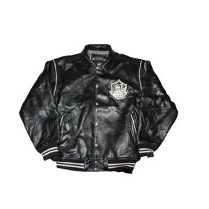 AVIREX 75th Anniversary Stadium Jacket Black Leather Hip Hop 90's VTG Limited Ed